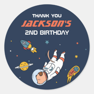 Sticker Rond Partie Anniversaire de enfant de l'astronaute de c