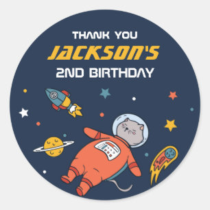 Sticker Rond Partie Anniversaire de enfant de l'astronaute de c