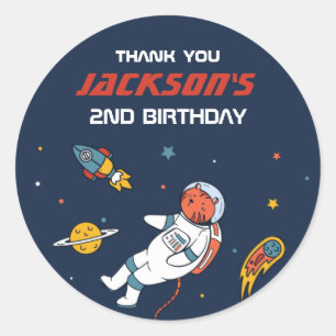 Sticker Rond Partie Anniversaire de enfant de l'astronaute de t