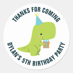 Sticker Rond Partie d'anniversaire de enfant de Dino