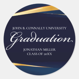 Sticker Rond Partie de graduation officielle de la Marine Blue 