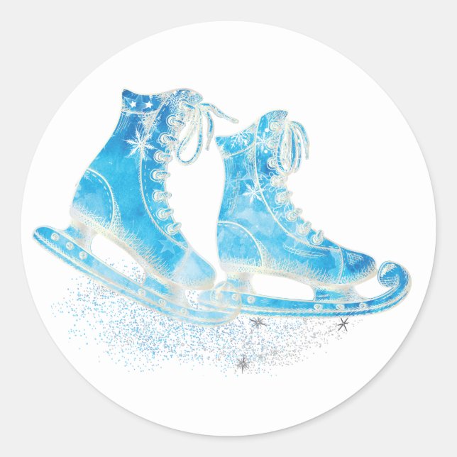 Sticker Rond Partie de patinage sur glace (Devant)