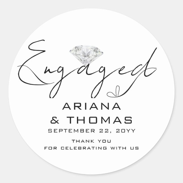 Sticker Rond Partie d'engagement en calligraphie moderne minima (Devant)