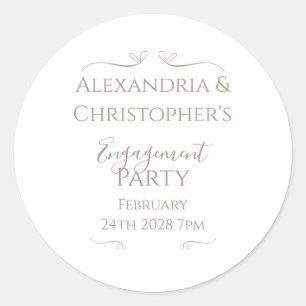 Sticker Rond Partie d'engagement Mariage minimaliste chic