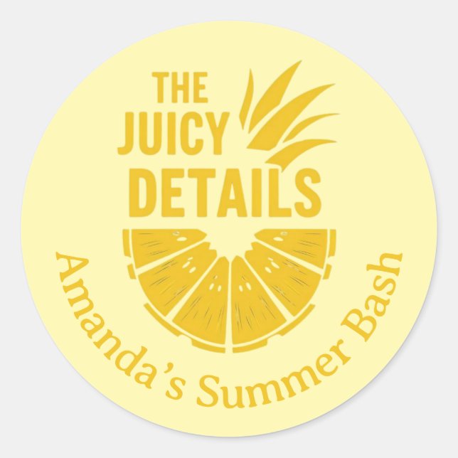 Sticker Rond Partie Phrase Personnalisée De L'Ananas Jaune En G (Devant)