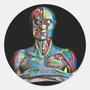 Sticker Rond parties du corps masculin anatomie humaine art abs