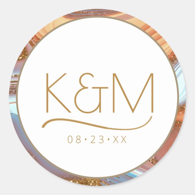 Sticker Rond Parties scintillant Abstraite Strata Border Mariag (Devant)