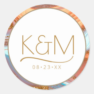 Sticker Rond Parties scintillant Abstraite Strata Border Mariag