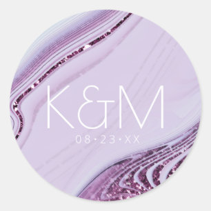 Sticker Rond Parties scintillant Abstraite Strata Mariage Lilac