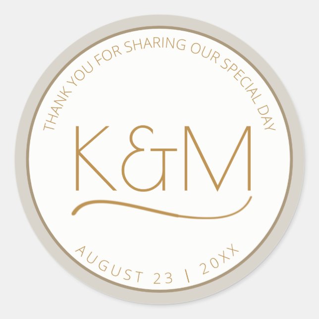 Sticker Rond Parties scintillant Abstraite Strata Mariage Merci (Devant)