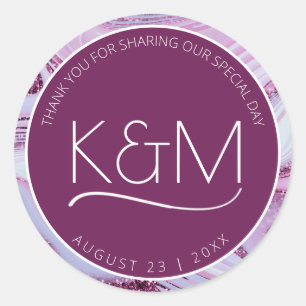 Sticker Rond Parties scintillant Abstraite Strata Mariage Merci