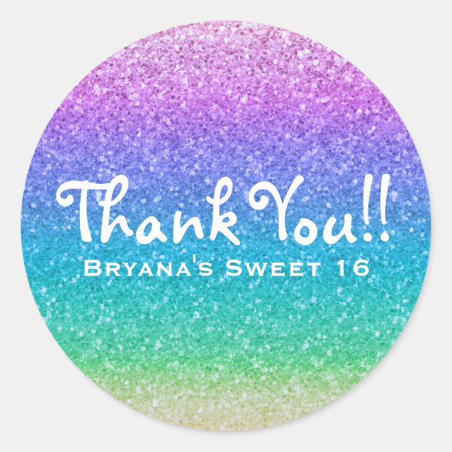 Sticker Rond Parties scintillant arc-en-ciel Sparkle Glam Party (Devant)