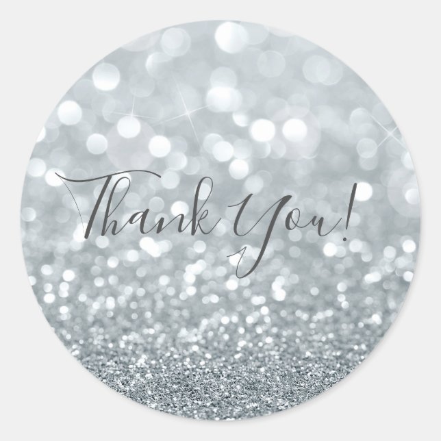 Sticker Rond Parties scintillant argent blanc Bokeh Glam Sweet  (Devant)