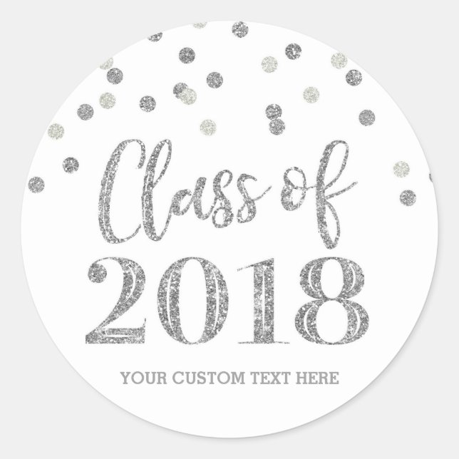 Sticker Rond Parties scintillant Argent Confetti Graduation 201 (Devant)