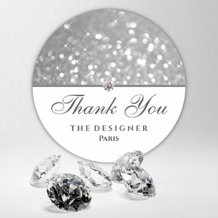 Sticker Rond Parties scintillant Argent Étoiles Diamond Rhinest