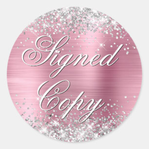 Sticker Rond Parties scintillant Argent Rose Phuile Fancy Signé