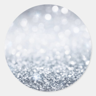 Sticker Rond Parties scintillant argent Shimmer personnalisé