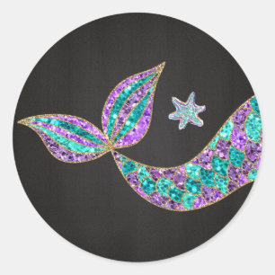 Sticker Rond Parties scintillant auto-collante de sirène, Sous 
