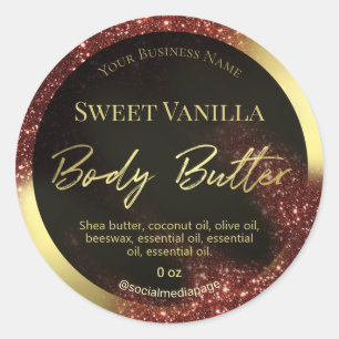 Sticker Rond Parties scintillant balayée à vent Rouge et or Cor
