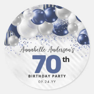 Sticker Rond Parties scintillant Bleu Blonde Argent Favoriser 7