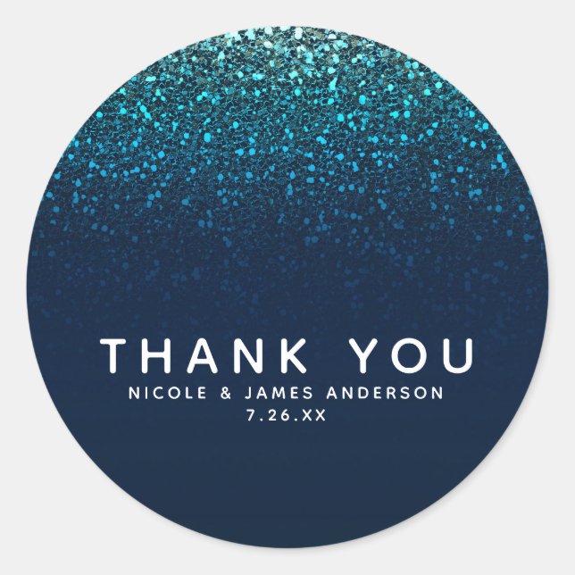 Sticker Rond Parties scintillant Blue Aqua Navy étincelle Sweet (Devant)