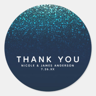 Sticker Rond Parties scintillant Blue Aqua Navy étincelle Sweet
