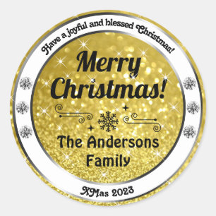 Sticker Rond Parties scintillant brillante or étincelante Étiqu