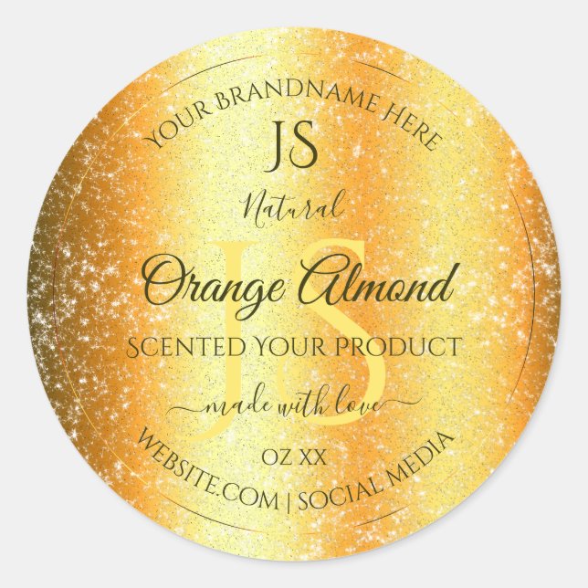Sticker Rond Parties scintillant brillante or orange brillant a (Devant)