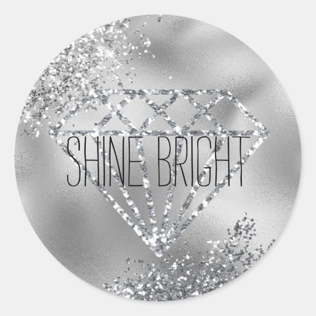 Sticker Rond Parties scintillant brillante Silver Diamond brill (Devant)