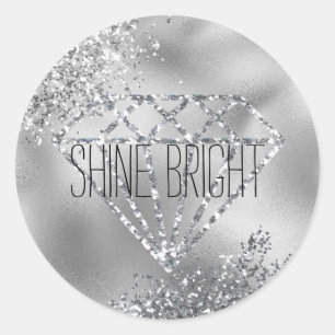 Sticker Rond Parties scintillant brillante Silver Diamond brill