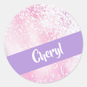Sticker Rond Parties scintillant claire violette, rose et blanc