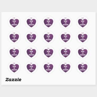 Sticker Rond Parties scintillant Coeur pourpre "Fait pour le cu