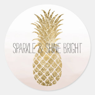 Sticker Rond Parties scintillant Crème de Pêche Glitzy ananas