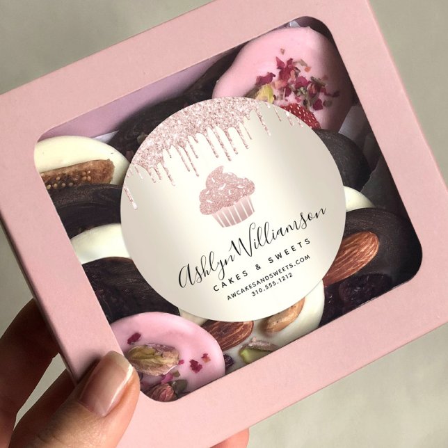 Sticker Rond Parties scintillant Cupcake rose Drivers Pâtisseri (Créateur téléchargé)
