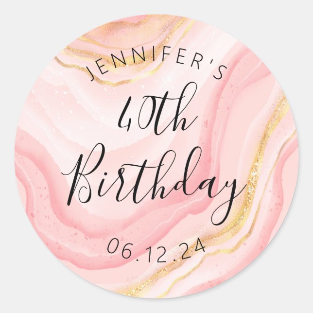 Sticker Rond Parties scintillant d'aquarelle moderne Rose Gold  (Devant)