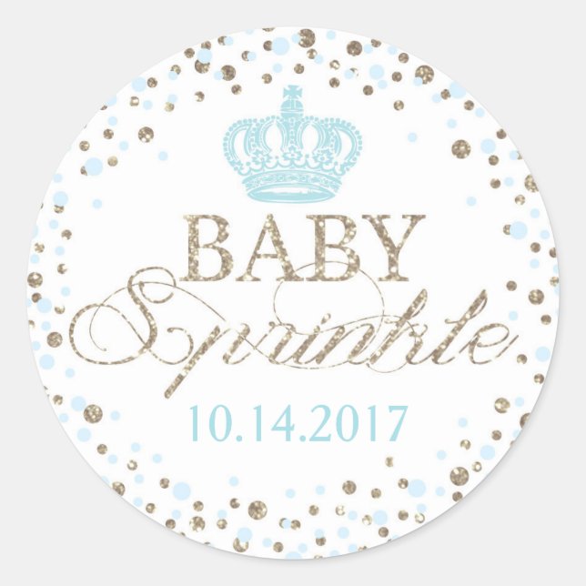 Sticker Rond Parties scintillant d'argent Bleu Couronne Royal B (Devant)