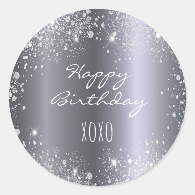Sticker Rond Parties scintillant d'argent d'anniversaire embras (Devant)
