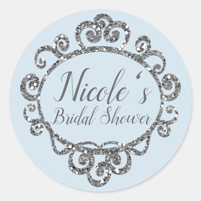 Sticker Rond Parties scintillant d'argent étincelle fête d'anni (Devant)