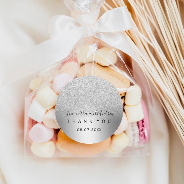 Sticker Rond Parties scintillant d'argent ombre métallique Merc (Créateur téléchargé)