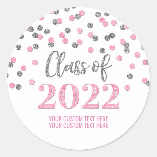 Sticker Rond Parties scintillant d'argent rose Confetti Graduat (Devant)