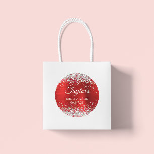 Sticker Rond Parties scintillant d'argent Rouge huile Mis XV An