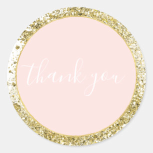 Sticker Rond Parties scintillant de Confetti Sparkle Faux Rose