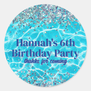 Sticker Rond Parties scintillant de fête de la piscine Annivers