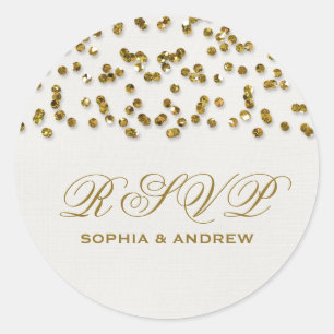 Sticker Rond Parties scintillant de glamour or Confetti RSVP