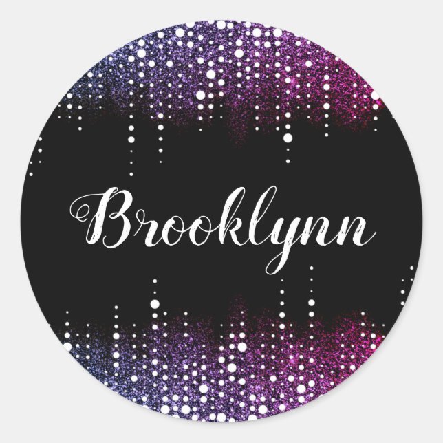 Sticker Rond Parties scintillant de goutte Pluie pourpre Sequin (Devant)