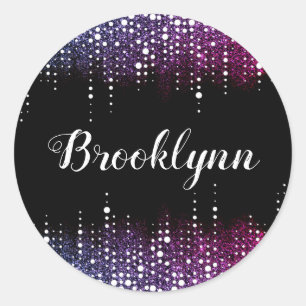 Sticker Rond Parties scintillant de goutte Pluie pourpre Sequin