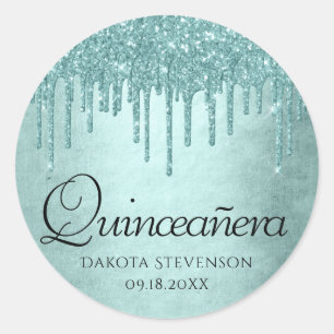 Sticker Rond Parties scintillant de la pointe de dérive   Aqua