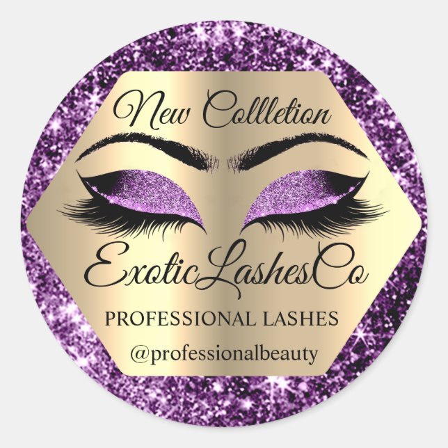 Sticker Rond Parties scintillant de maquillage d'emballage Lash (Devant)