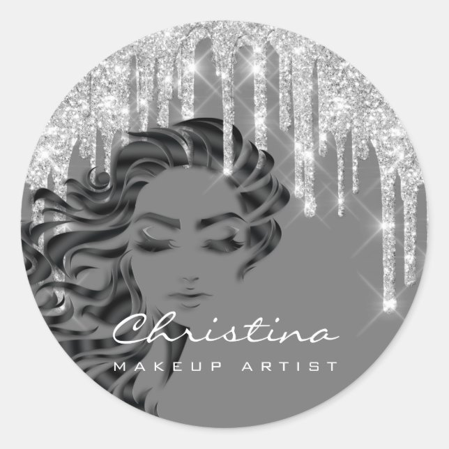 Sticker Rond Parties scintillant de maquillage Eyelash Silver (Devant)
