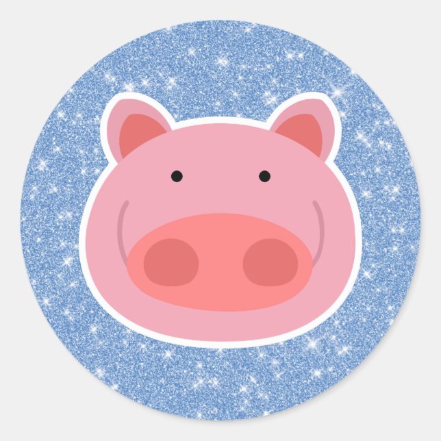 Sticker Rond Parties scintillant de porc (Devant)